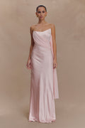 Carah Satin And Chiffon Maxi Dress - Pale Pink