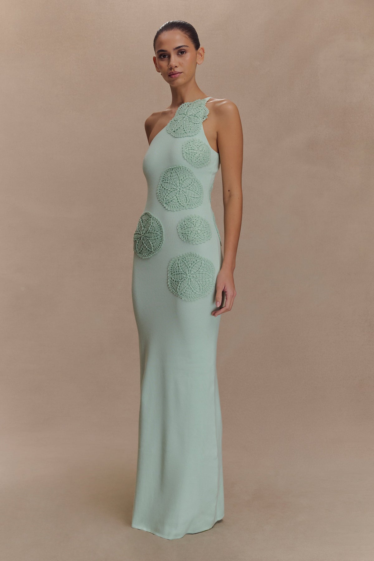 Teneika Crochet Knit Maxi Dress - Light Aqua
