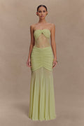 Khadijah Lace And Mesh Maxi Dress - Sage