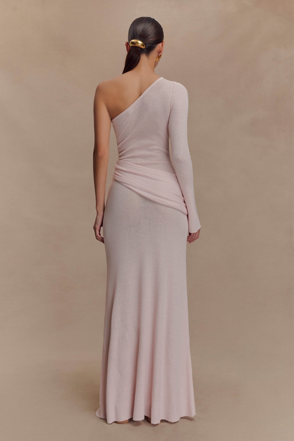Alexius One Shoulder Knit Maxi Dress - Dusty Pink