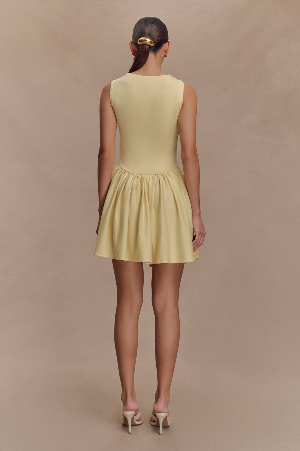 Sharon Scuba Jersey Mini Dress - Pastel Lemon