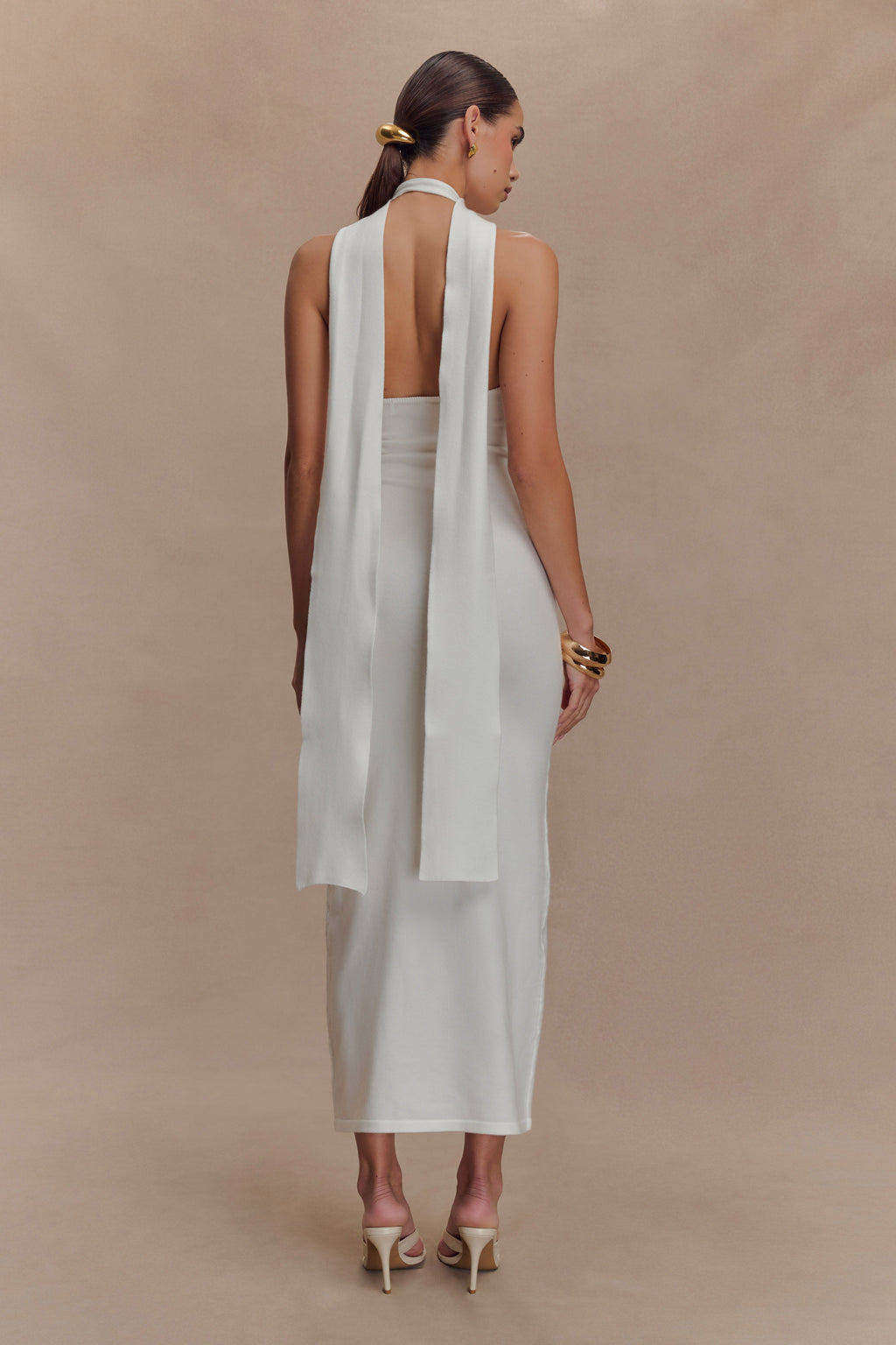 Wynn Floral Knit Midi Dress - White
