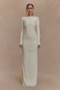 Louisa Long Sleeve Slinky Maxi Dress - Ivory
