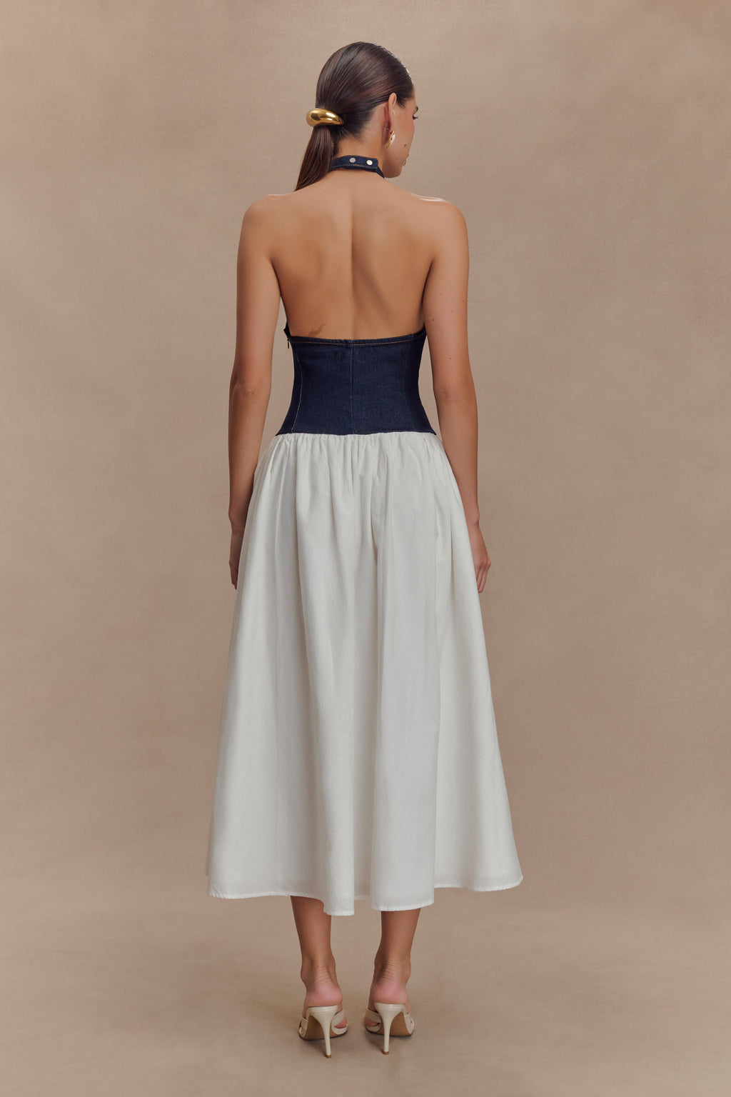 Ashwin Denim Cotton Midi Dress - Indigo Blue