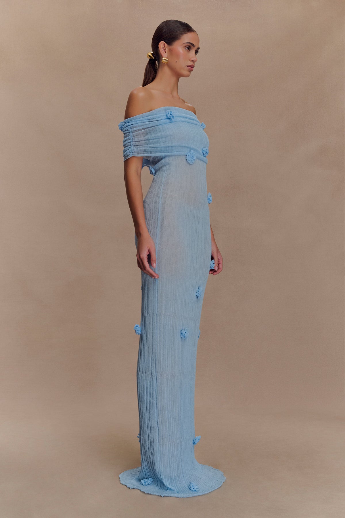 Brynn Orchid Knit Maxi Dress - Baby Blue