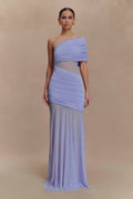 Dallas One Shoulder Mesh Maxi Dress - Lavender