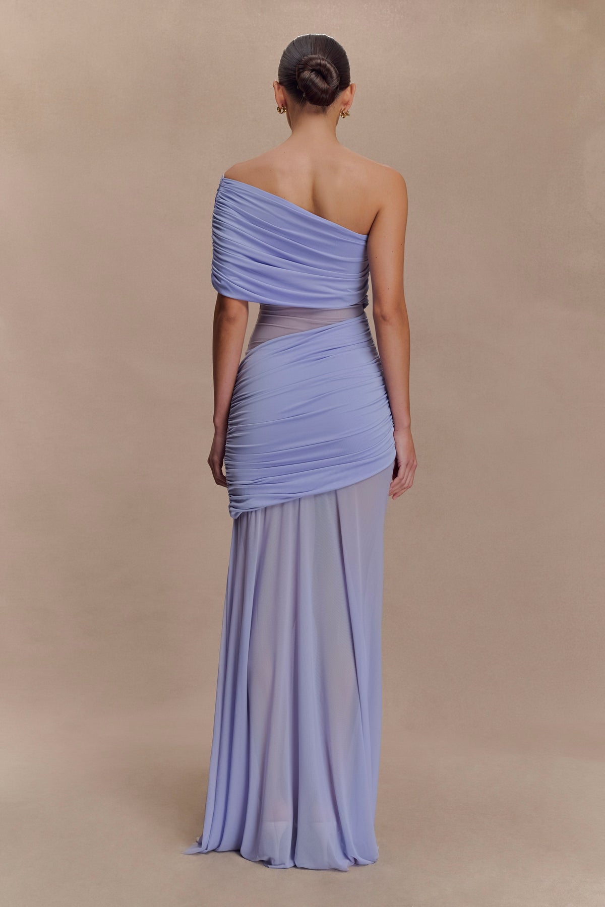 Dallas One Shoulder Mesh Maxi Dress - Lavender