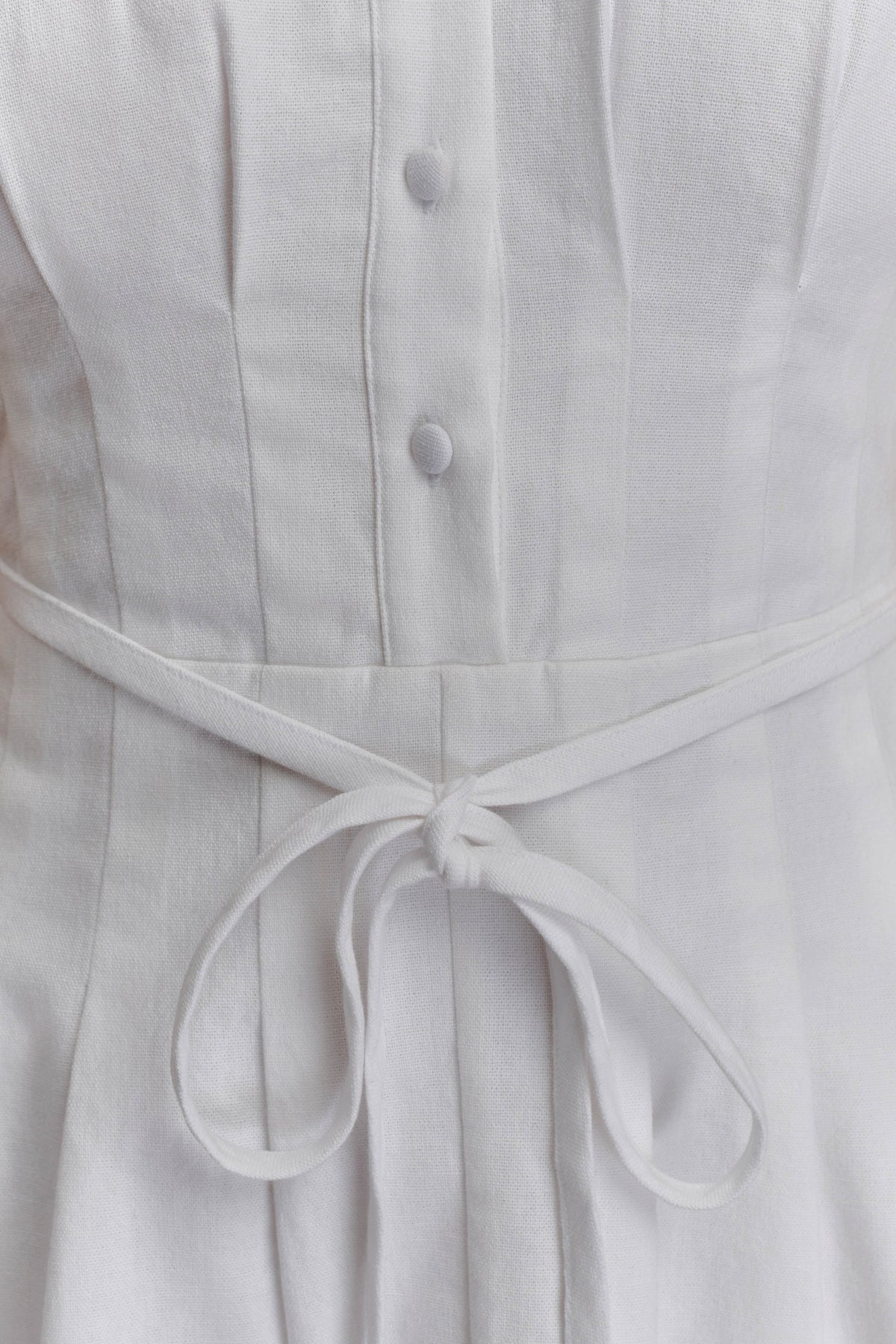 Aysha Buttoned Linen Mini Dress - White