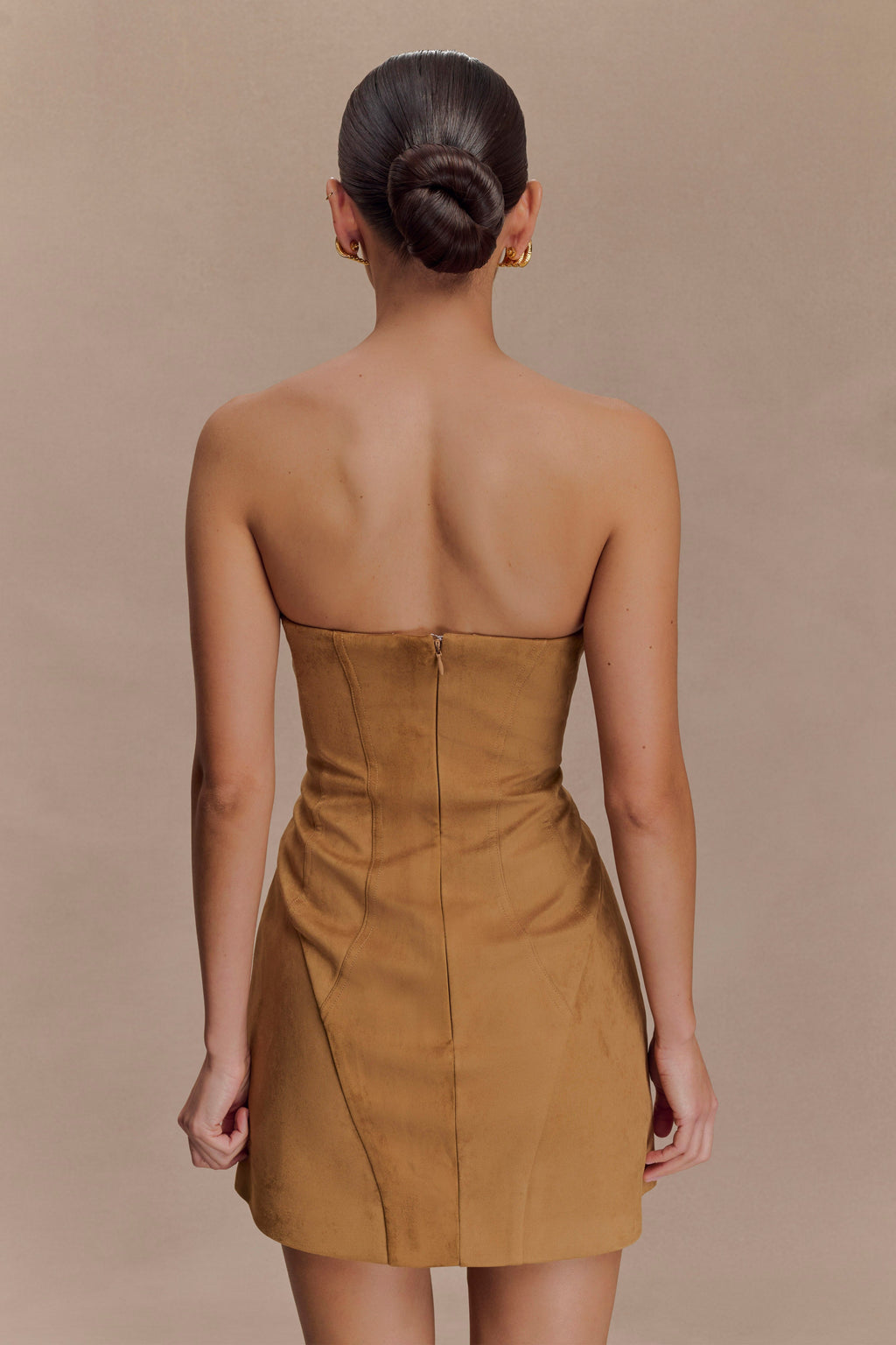 Andy Faux Suede Mini Dress - Camel