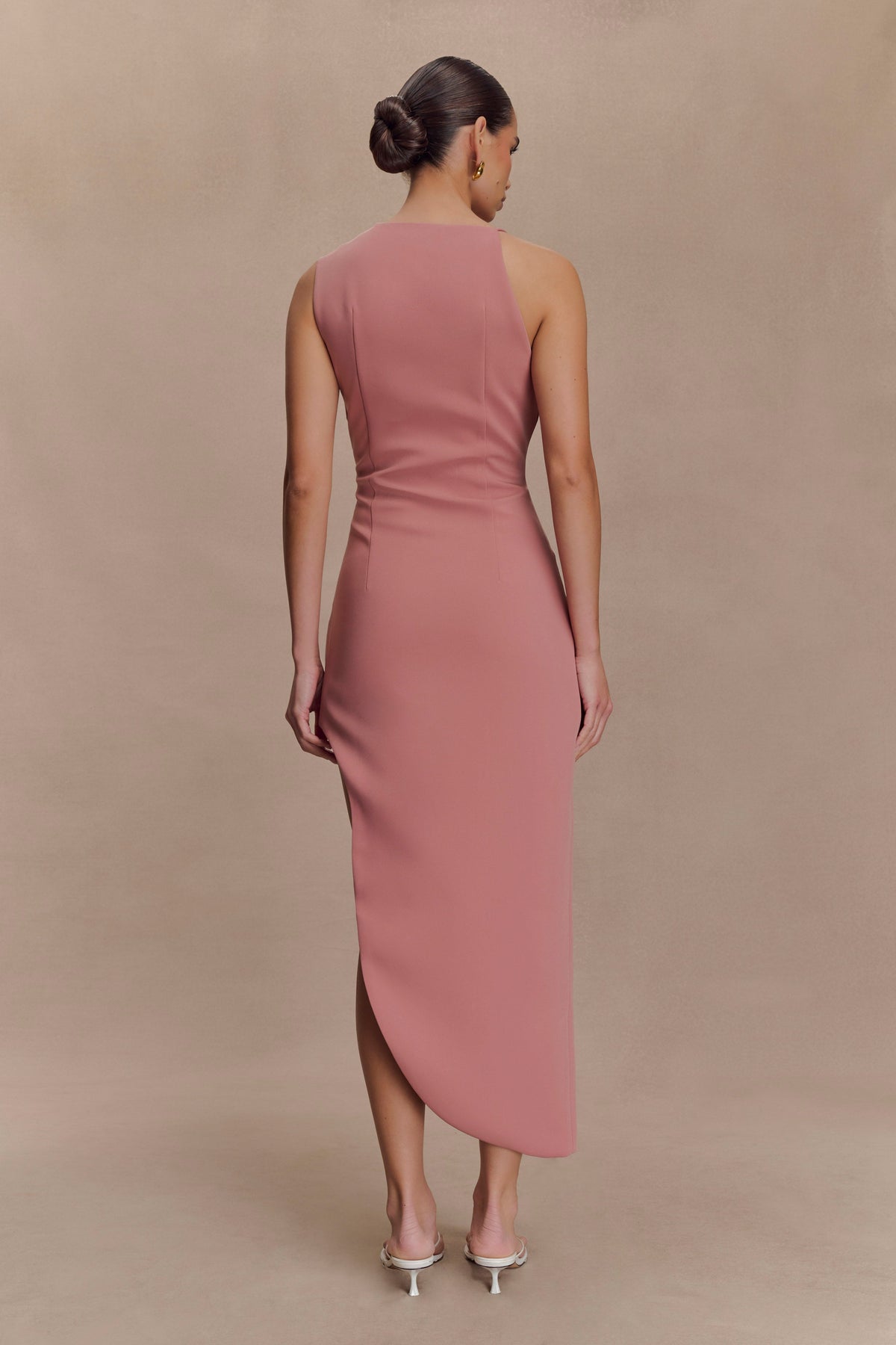 Virginia Suiting Embroidered Midi Dress - Burnt Rose