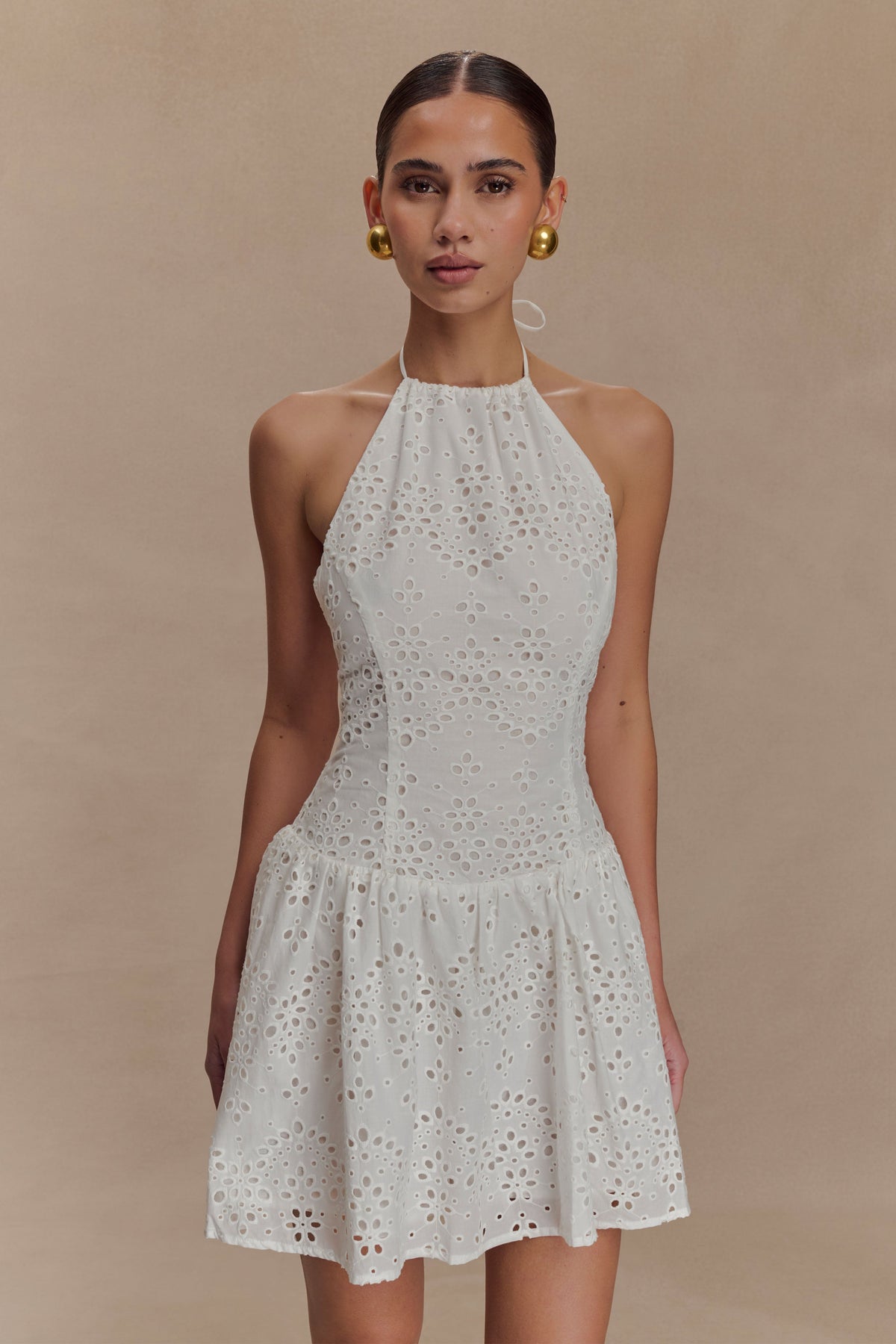 Carlina Broderie Mini Dress - White