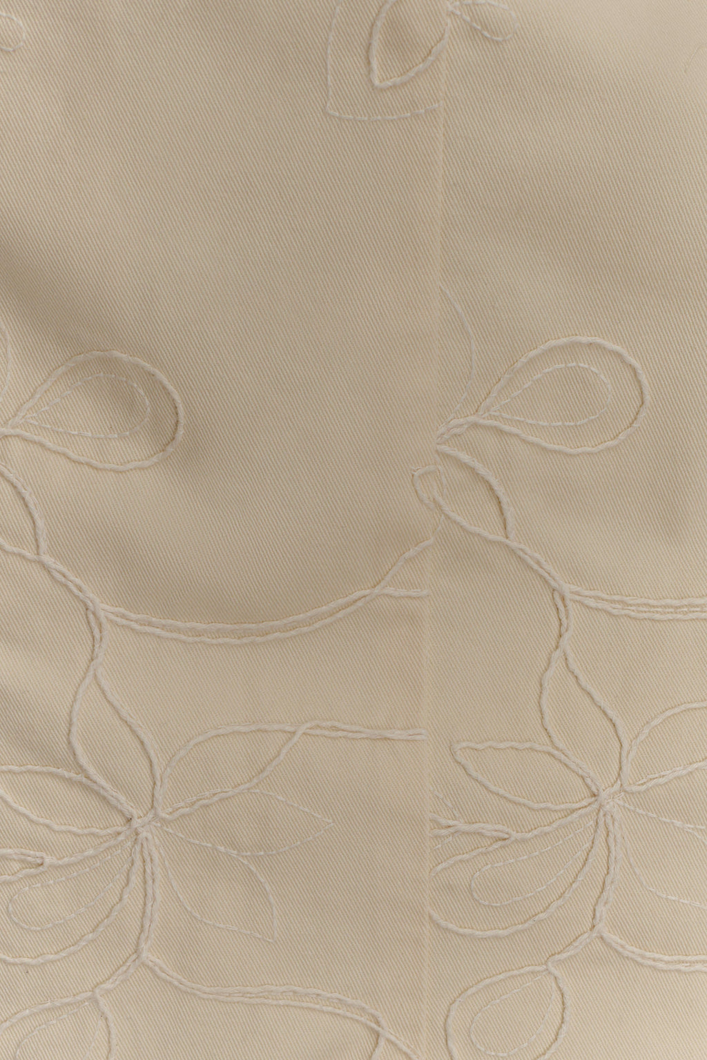 Ebony Embroidered Denim Mini Dress - Cream