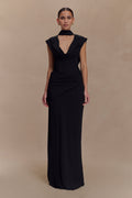 Giulia Chiffon Draped Maxi Dress - Black