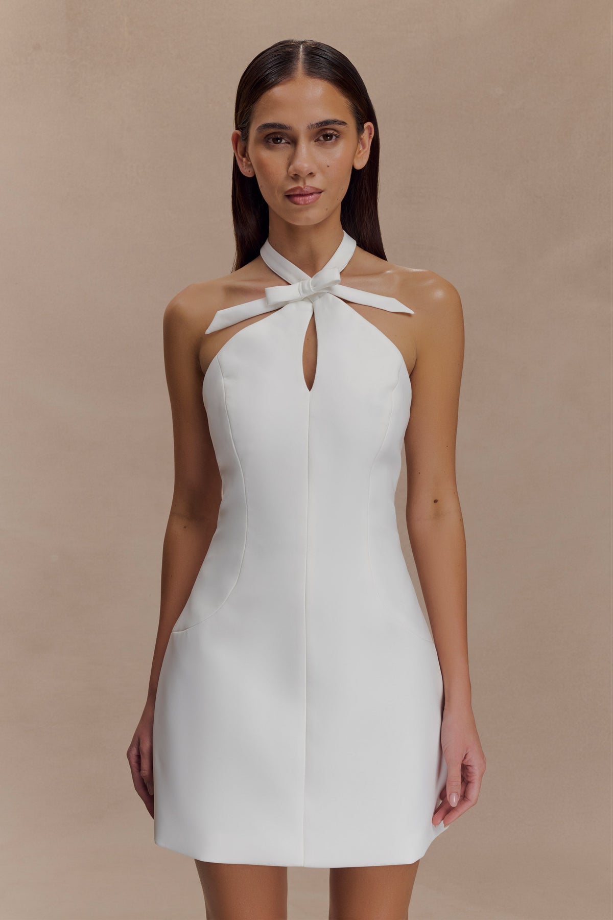 Freya Halter Bow Mini Dress - Ivory