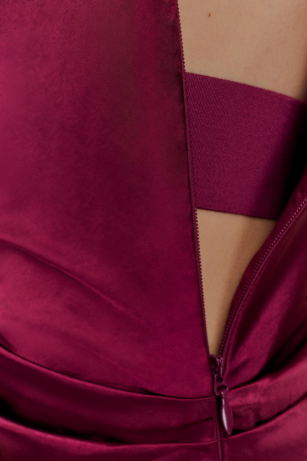 Dalia Off Shoulder Satin Maxi Dress - Mahogany