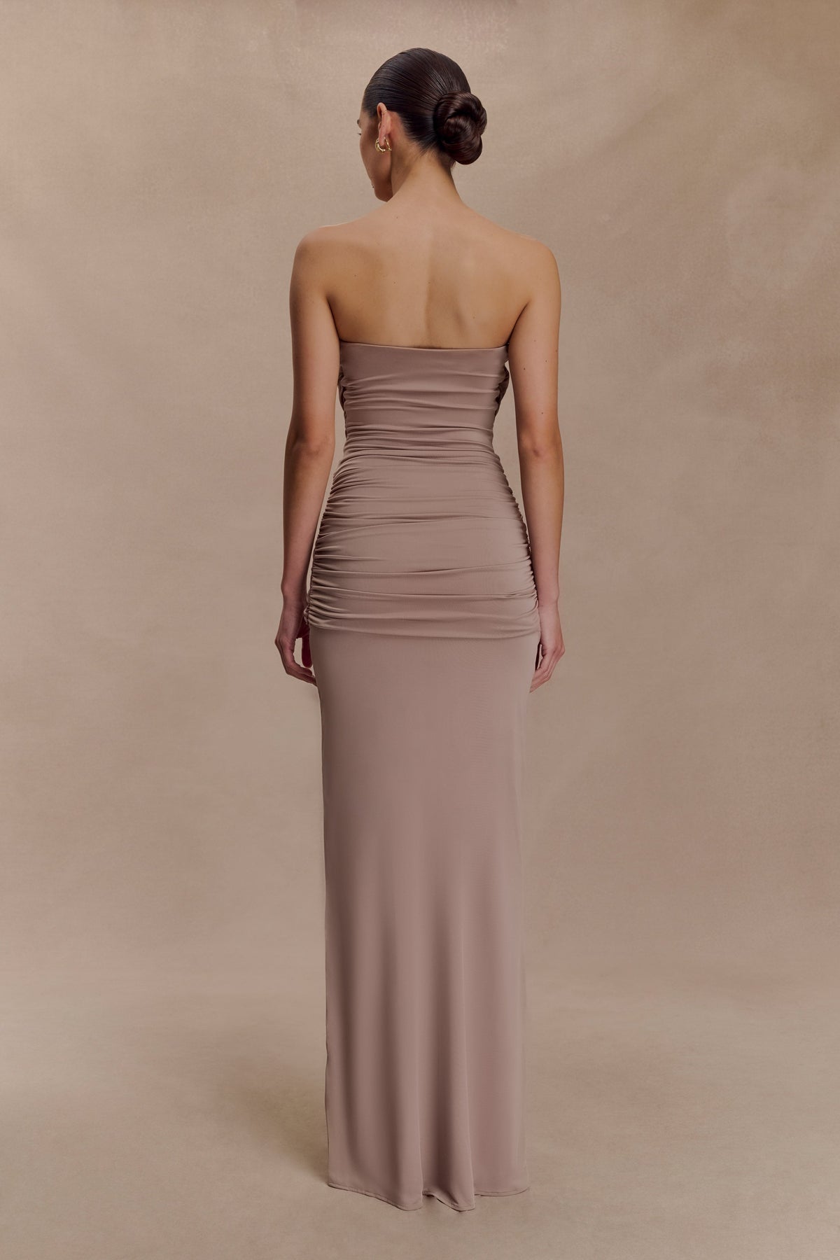 Mirren Strapless Slinky Maxi Dress - Bronze