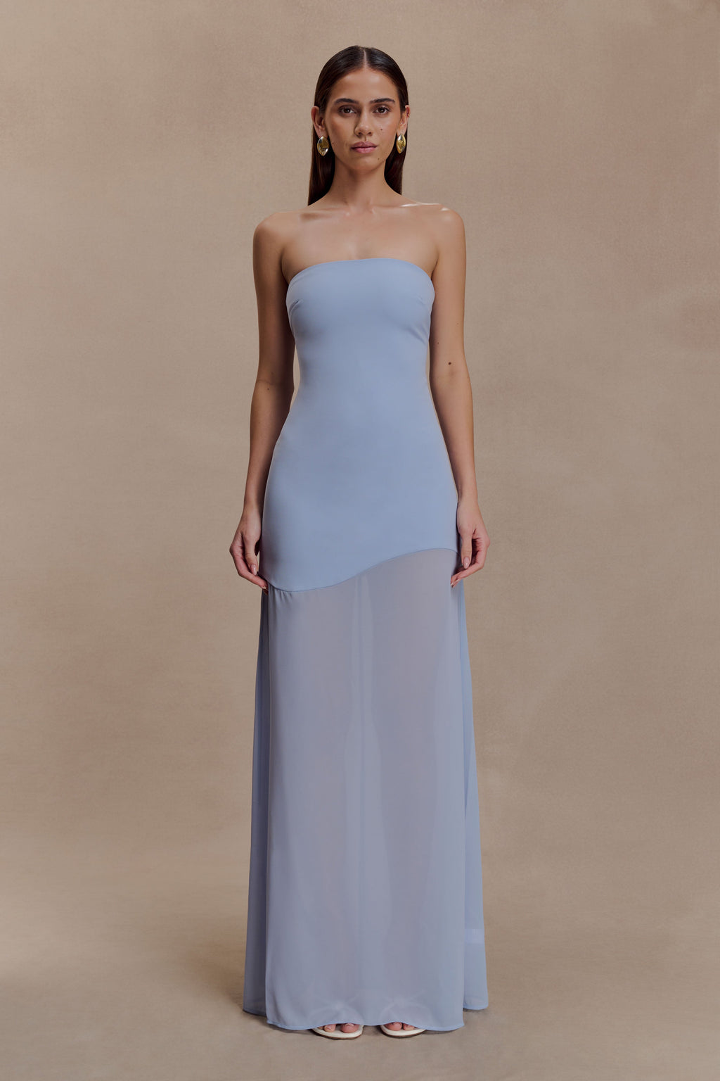 Mason Crepe And Chiffon Maxi Dress - Powder Blue