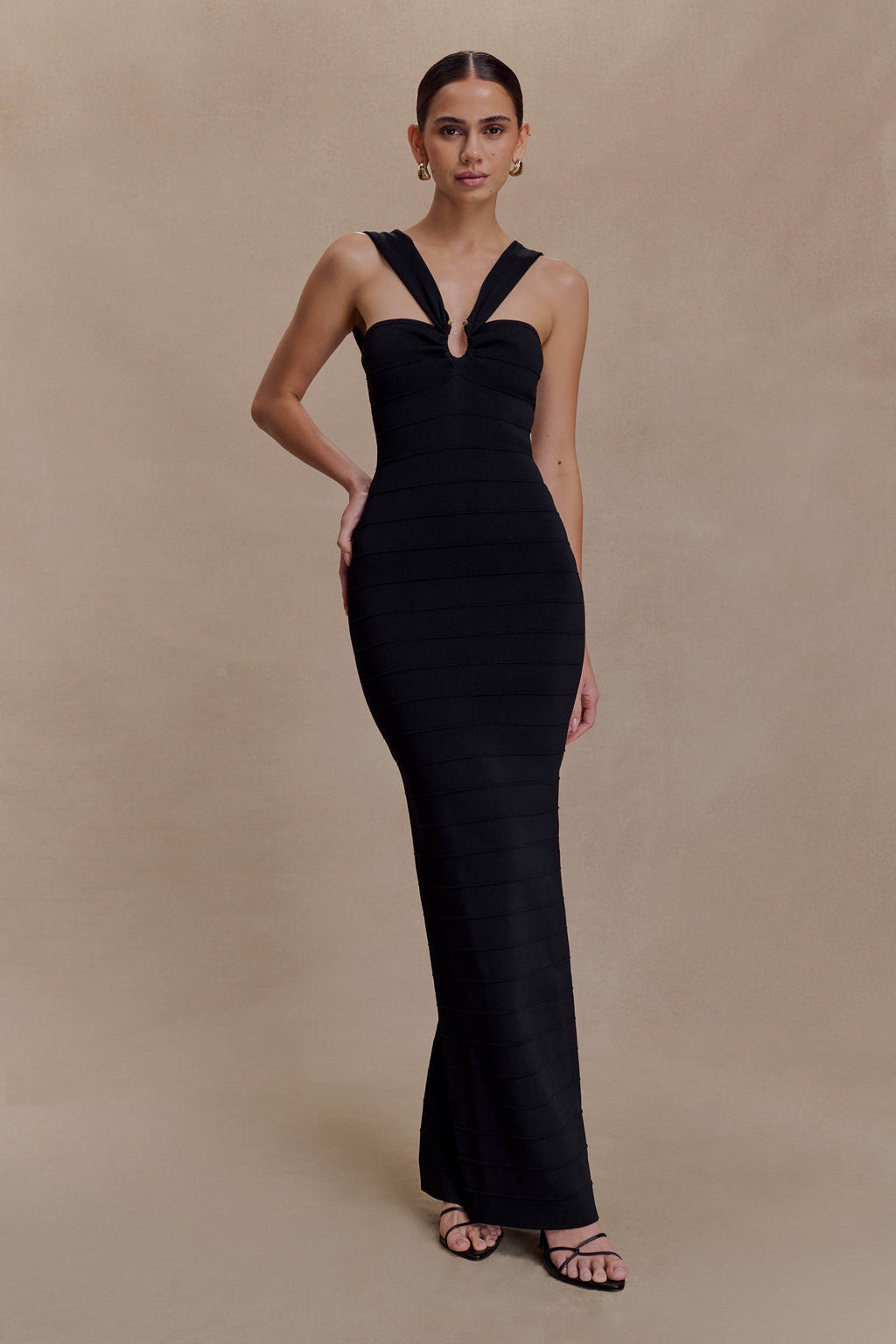 Jaylen Bandage Knit Maxi Dress - Black