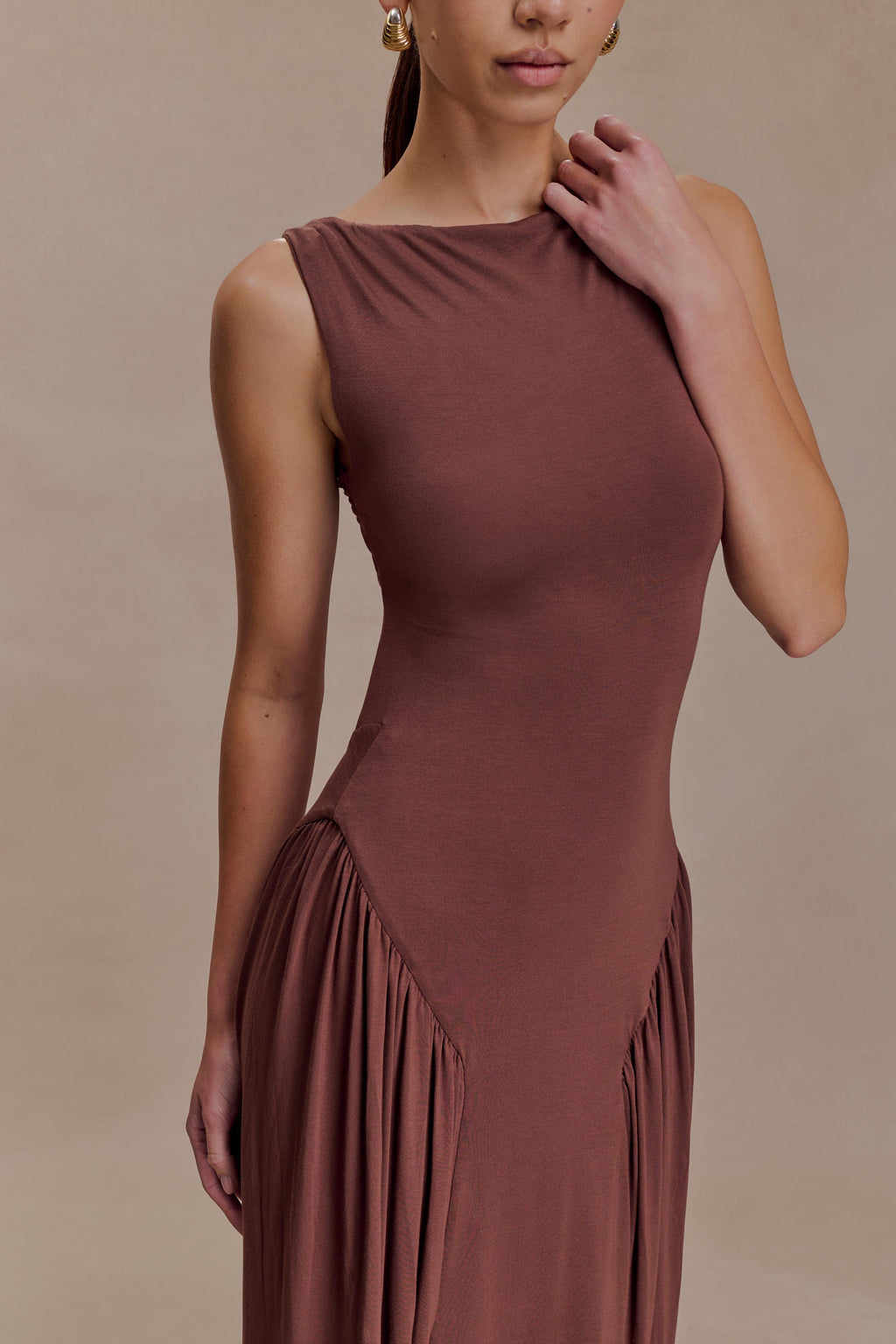 Marnie Modal Sleeveless Maxi Dress - Chocolate