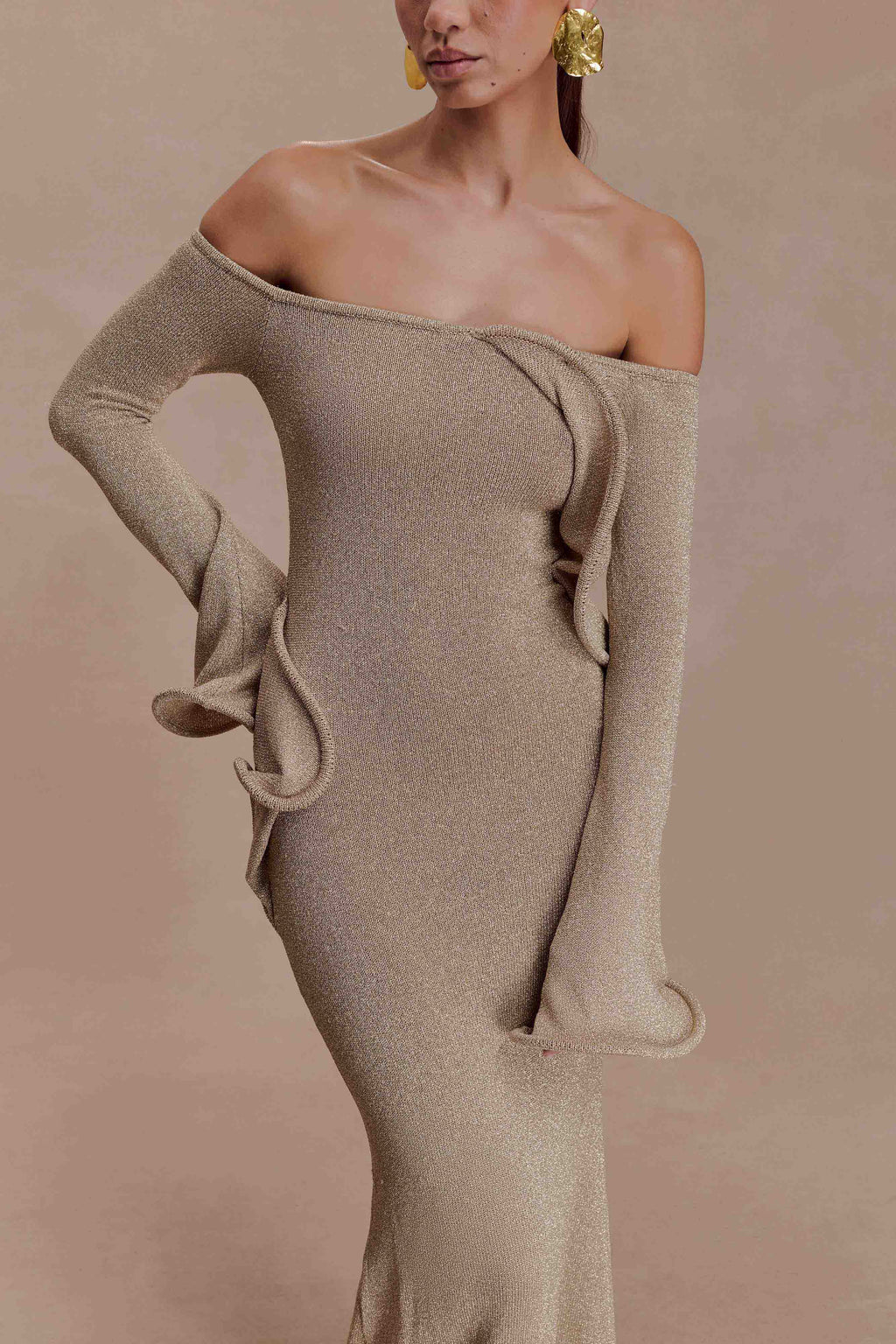 Sandrine Lurex Knit Maxi Dress - Gold