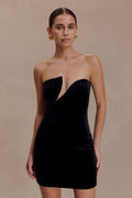 Paulina Velvet Strapless Mini Dress - Black