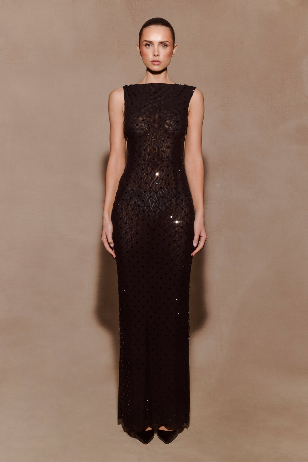 Samara Sleeveless Diamante Maxi Dress - Black