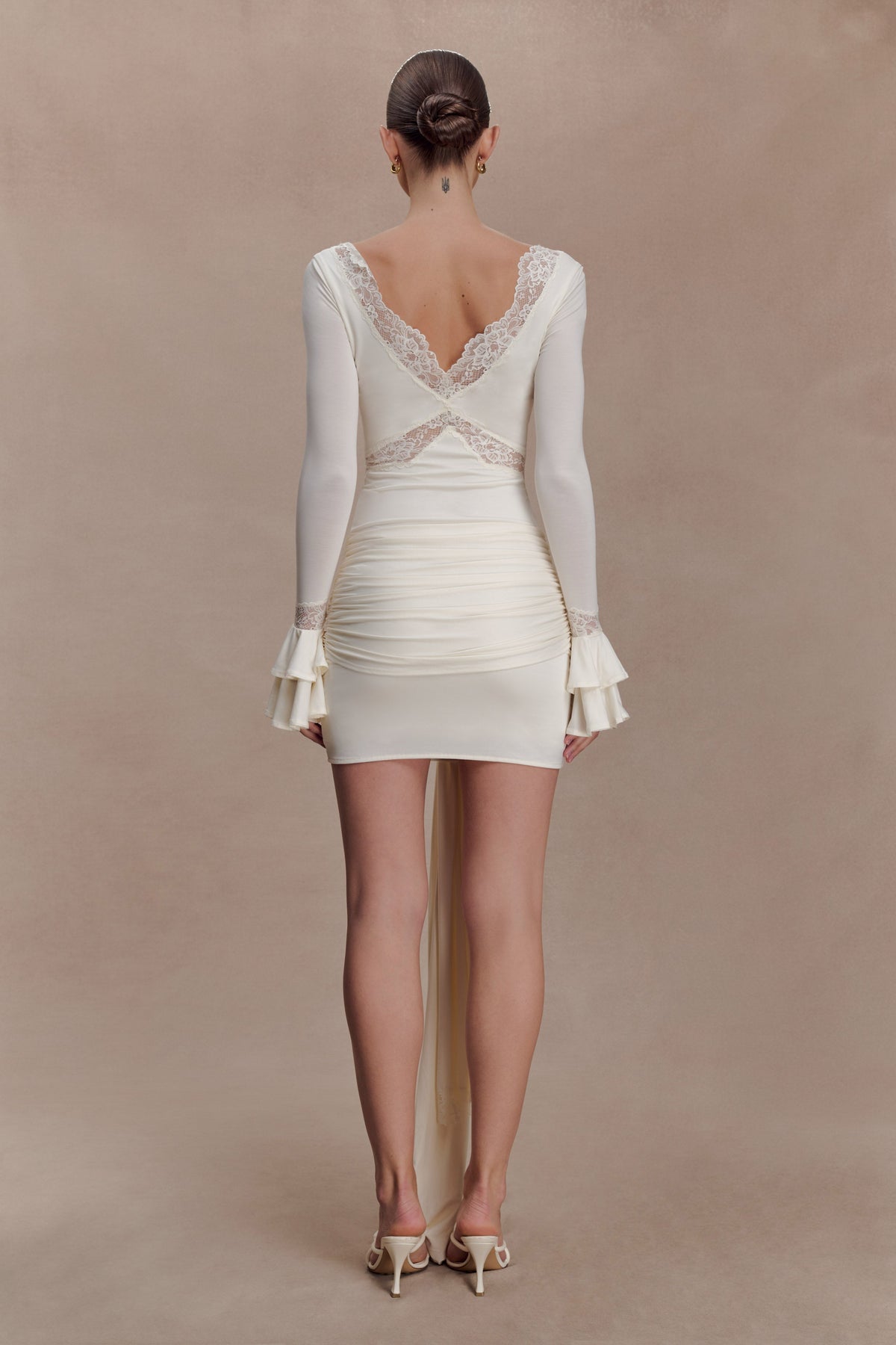 Electra Slinky Lace Mini Dress - Ivory