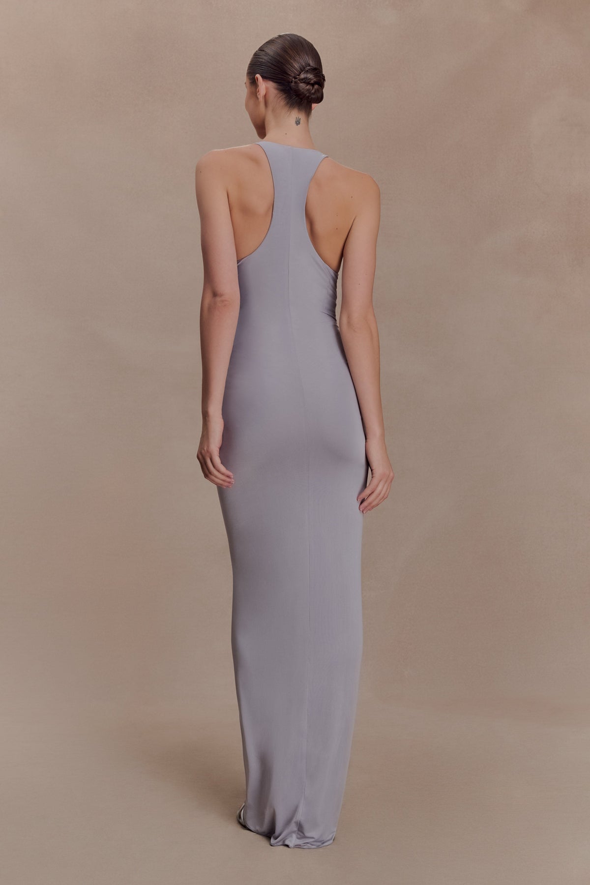 Alessandra Slinky Ruffle Maxi Dress - Grey