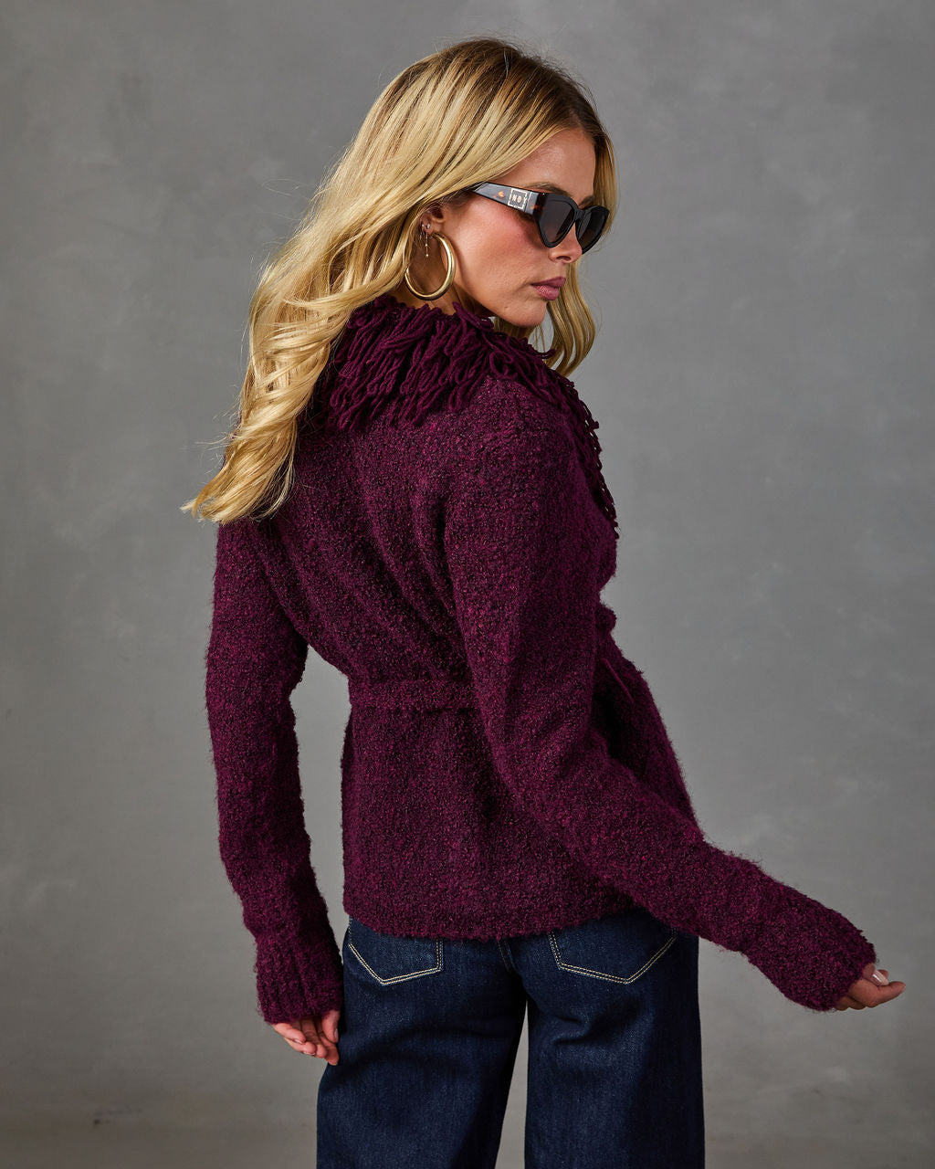 Keshia Knit Fringe Waist Tie Cardigan