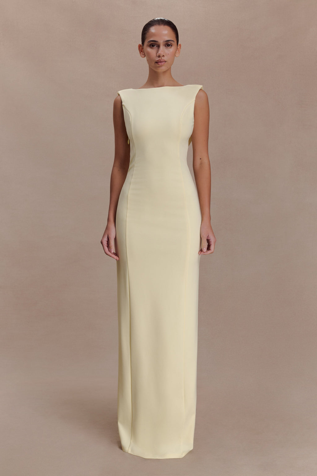 Galilea Crepe Draped Maxi Dress - Lemon