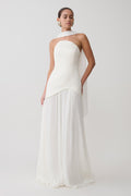 Juno Strapless Pleated Maxi Gown - White