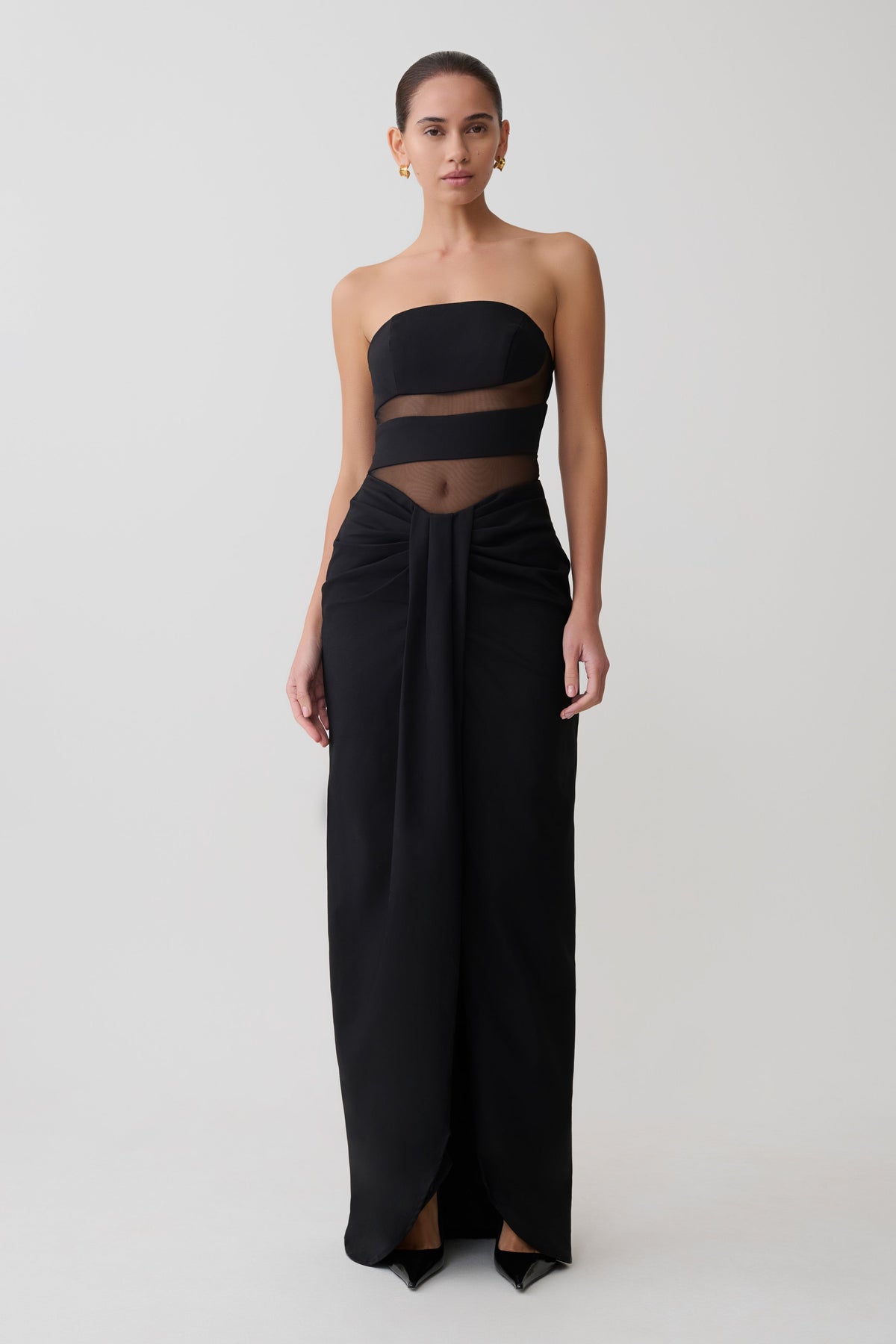 Paulina Cut Out Strapless Maxi Dress - Black