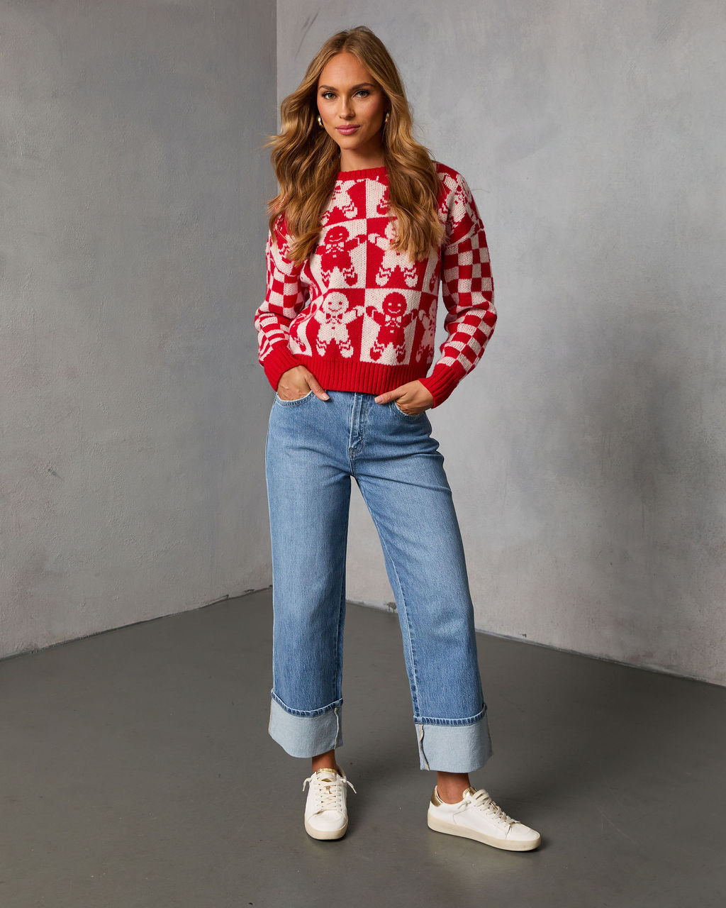 Winter Bakery Intarsia Knit Gingerbread Sweater
