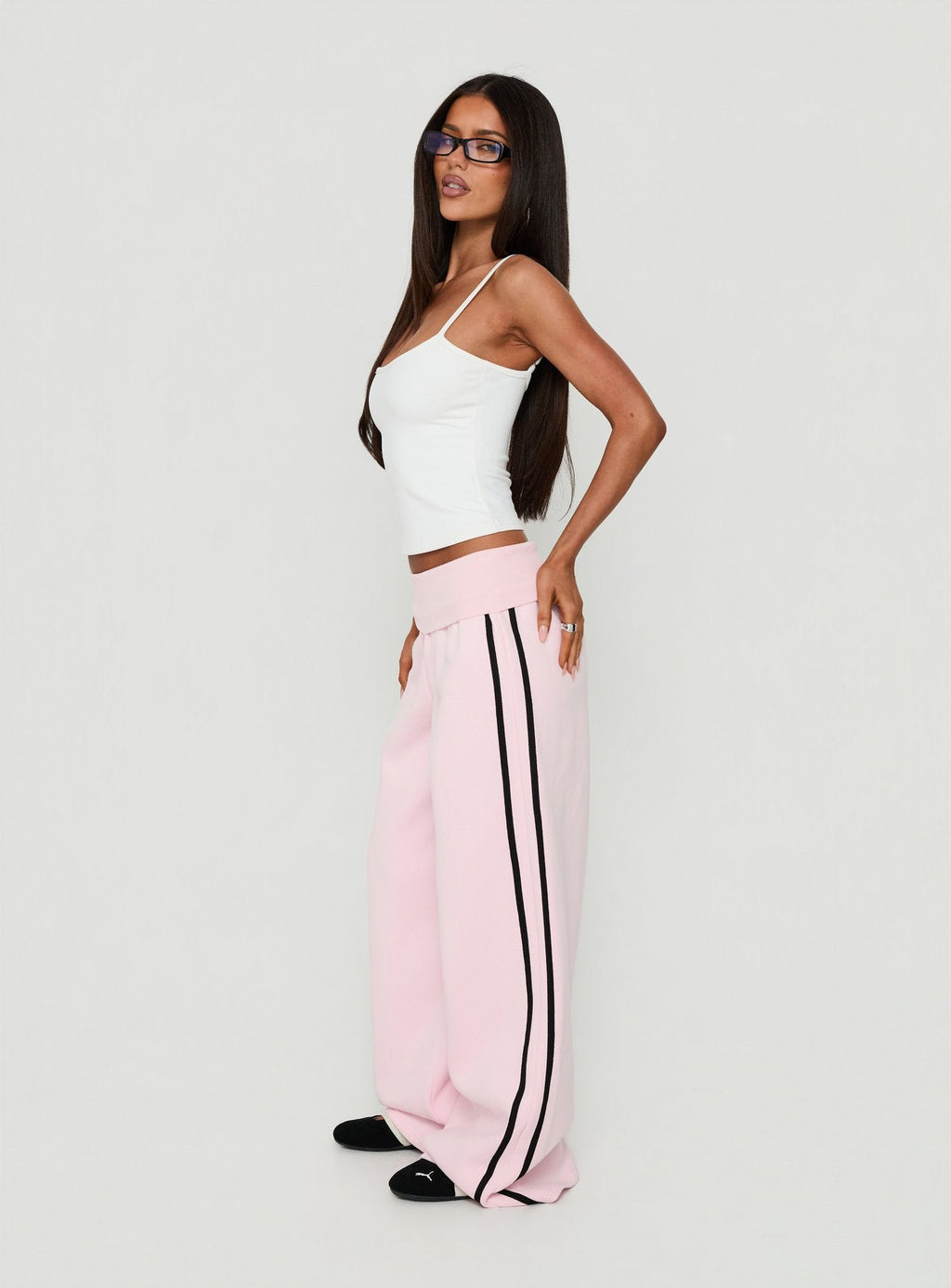 Lockie Foldover Baggy Sweatpants Pink / Black