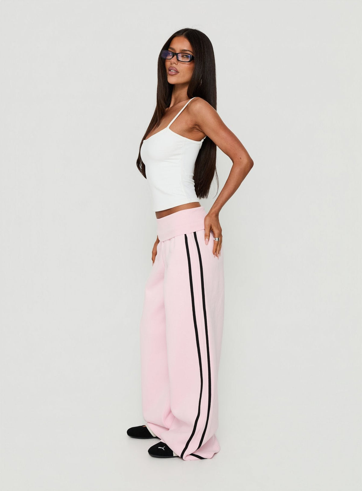 Lockie Foldover Baggy Sweatpants Pink / Black