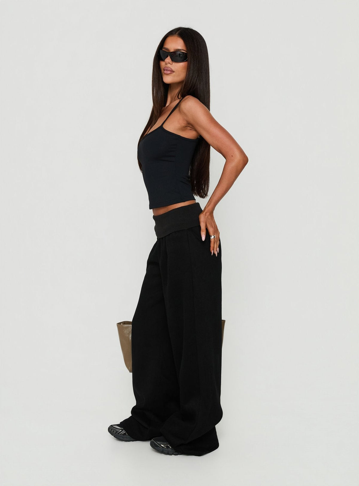 Lockie Foldover Baggy Sweatpants Black