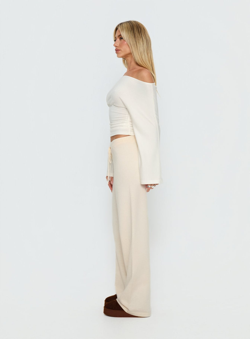 Felisha Low Waist Knit Pants White