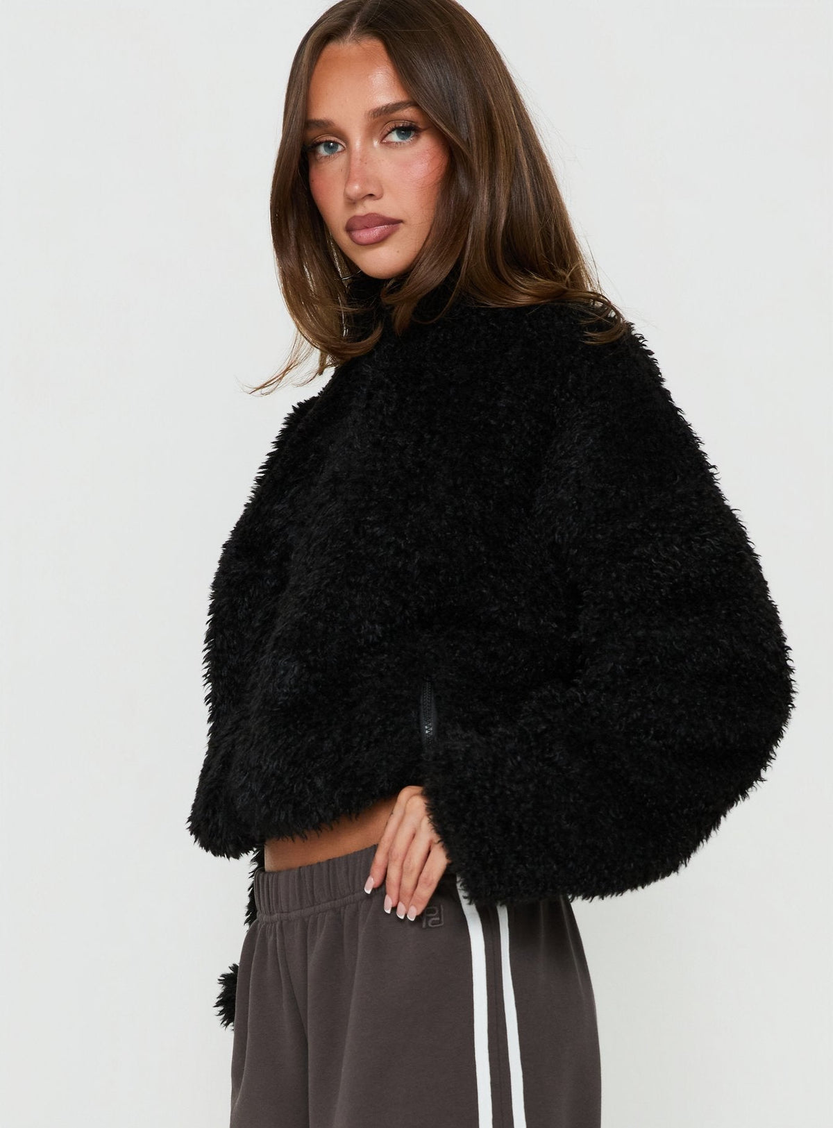 Jordynn Fleece Zip Through Jacket Black