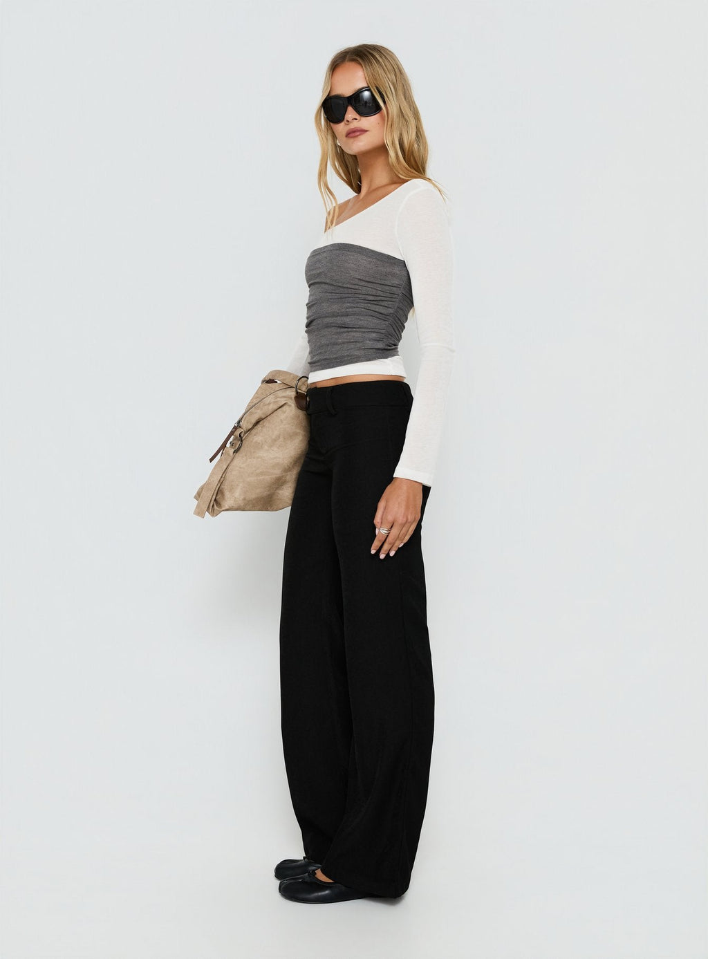 Jordanna Belted Straight Pants Black