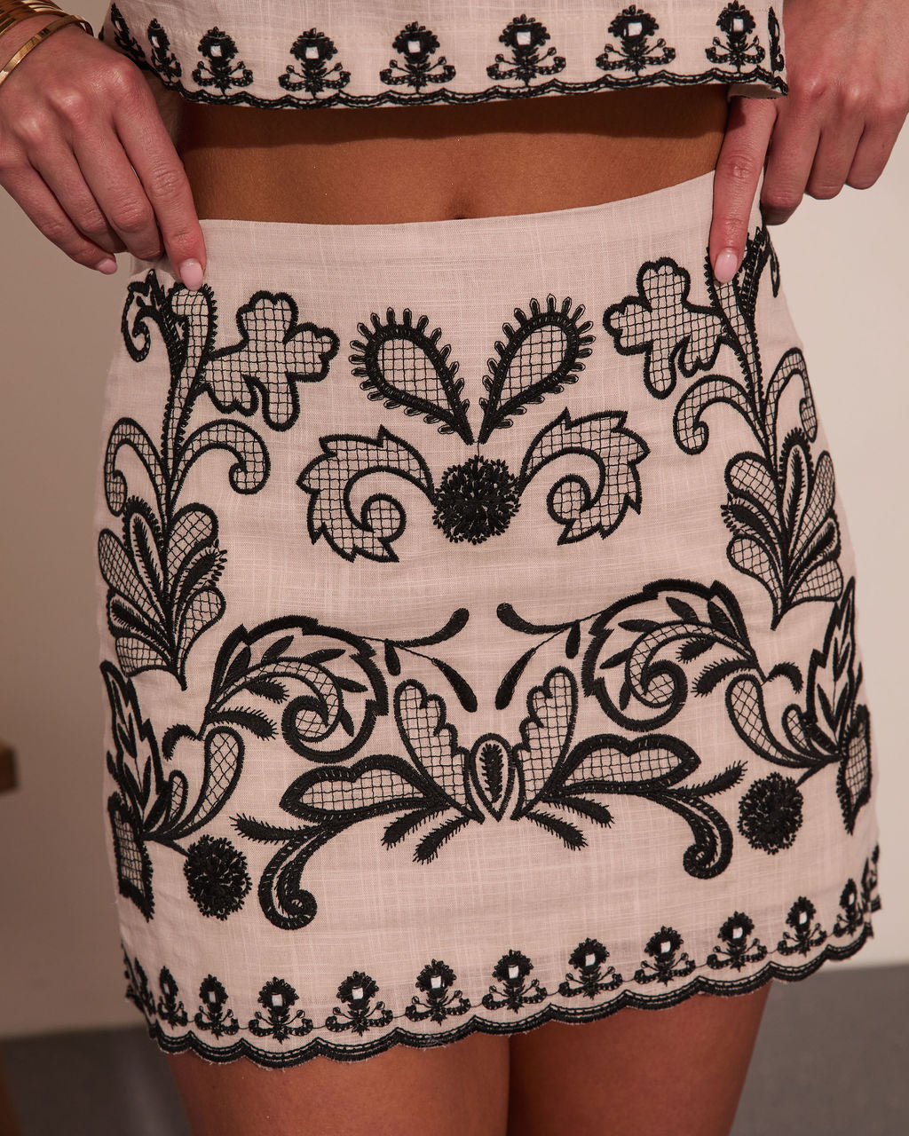 Santorini Spark Embroidered Abstract Mini Skirt