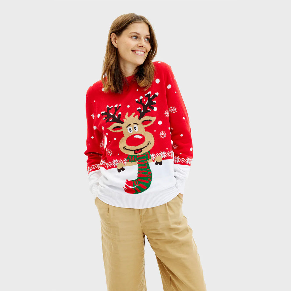 Womens Ugly Christmas Sweater ¨C Reindeer with Scarf