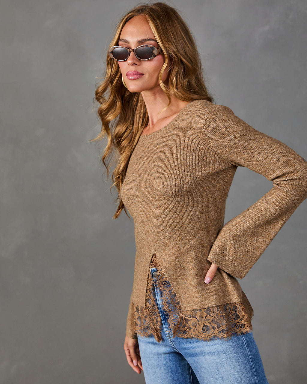 Penny Lace Hem Twofer Sweater