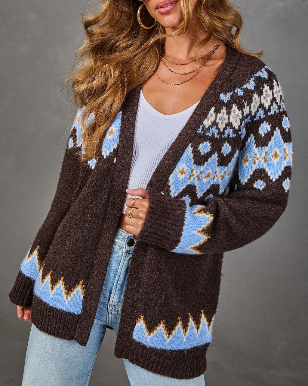 Rosalah Knit Fair Isle Cardigan