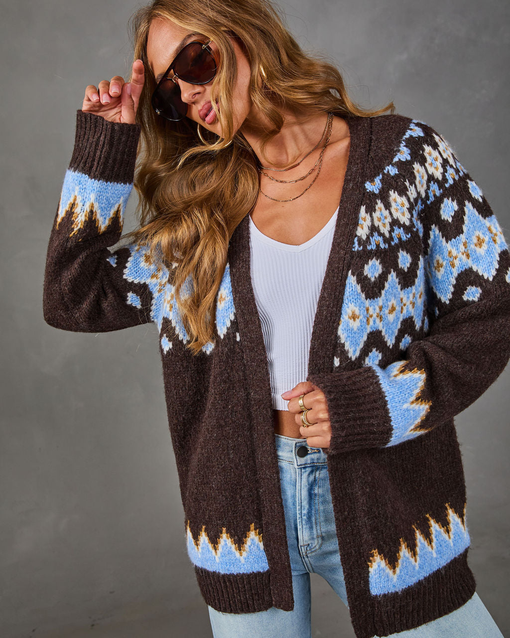 Rosalah Knit Fair Isle Cardigan