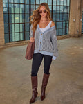 Hamina Ribbed Knit Contrast Trim Cardigan