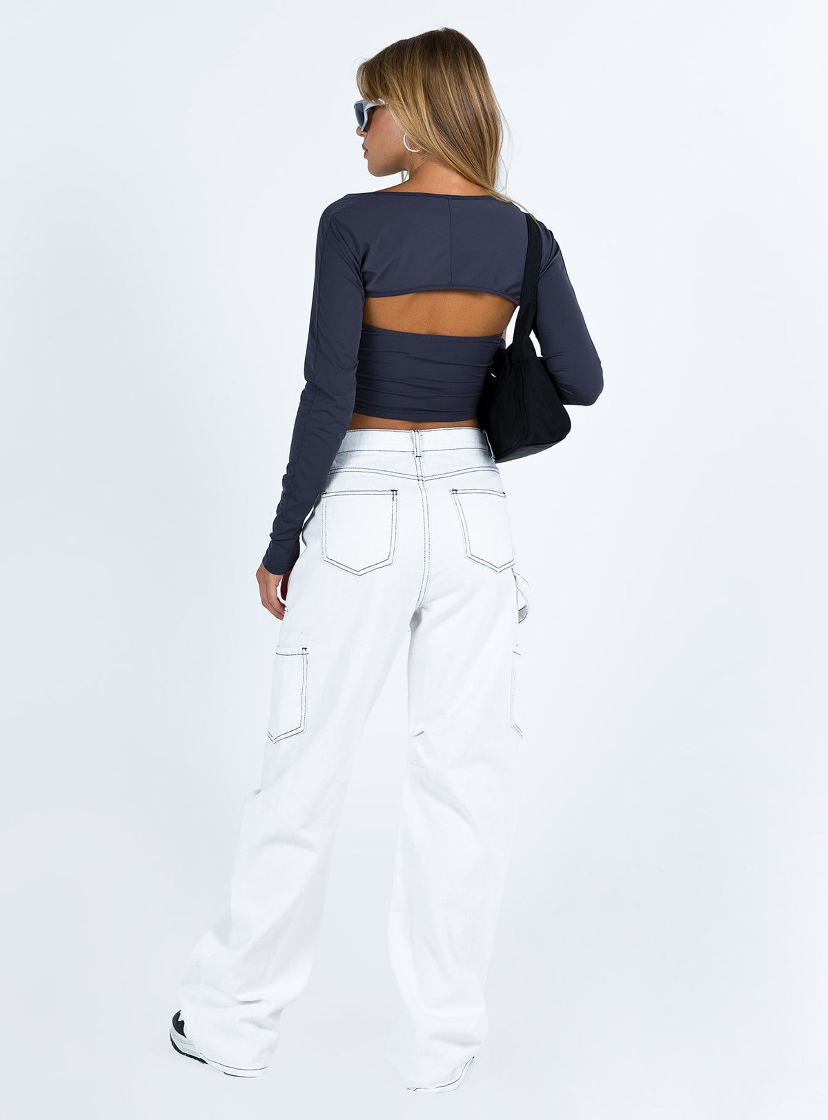 Miami Vice Mid Rise Straight Leg Cargo Pants White