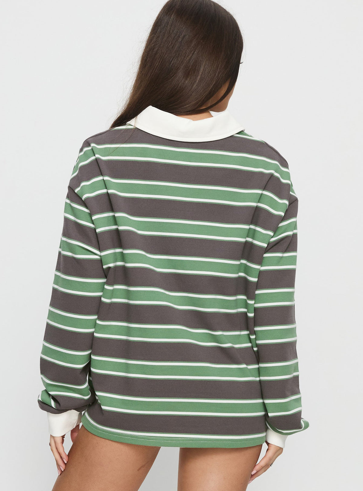 Tycen Polo Rugby Sweatshirt Green / Grey Stripe