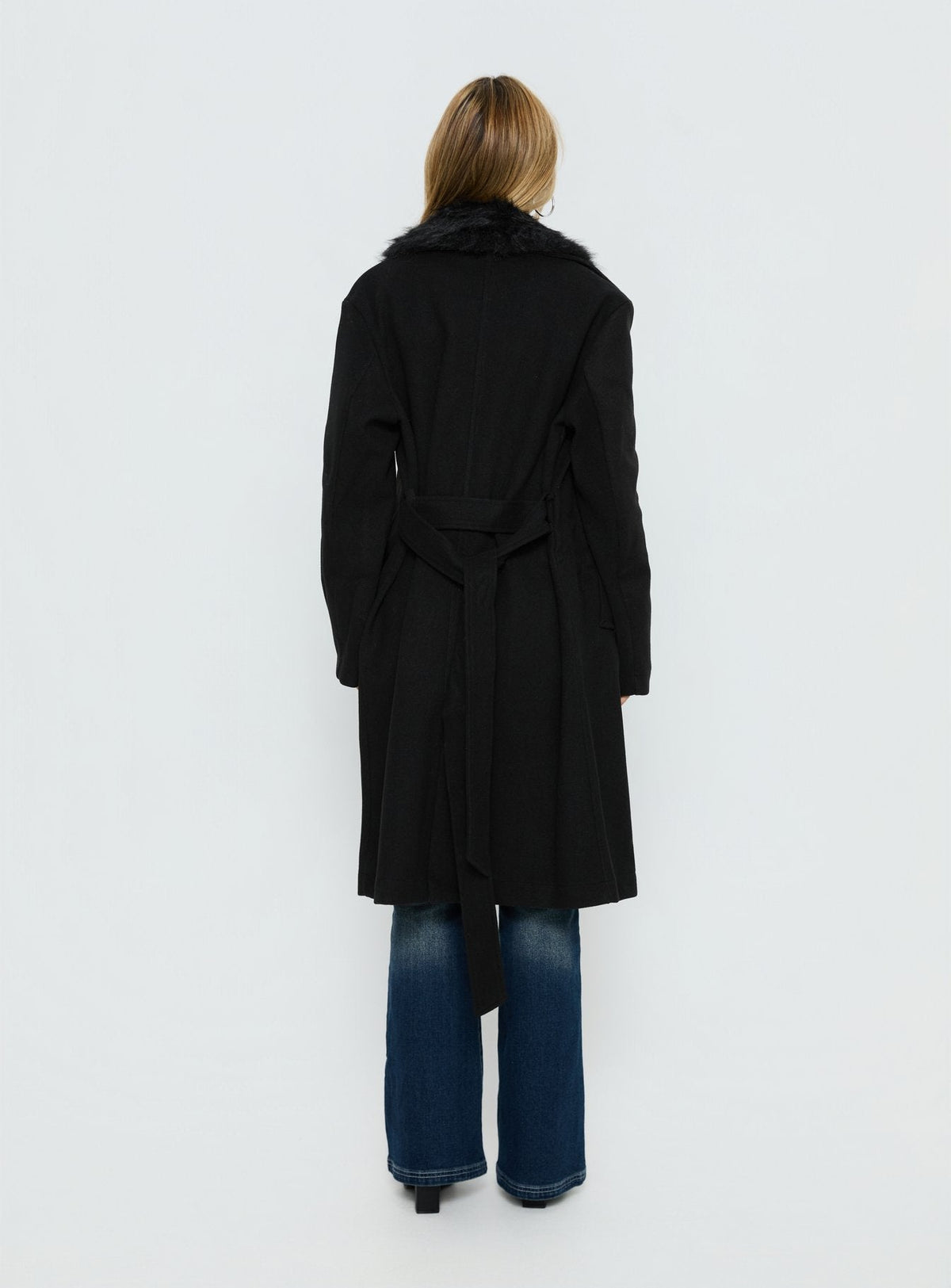 Hallyn Faux Fur Collar Coat Black