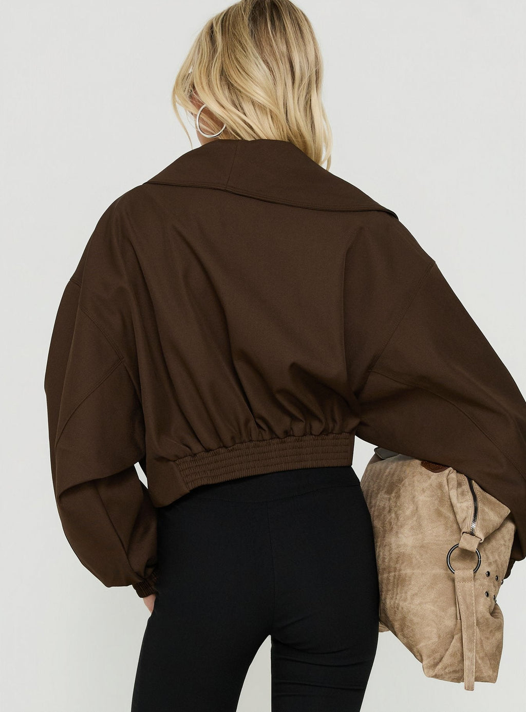 Adelaiide Cropped Wrap Trench Jacket Chocolate