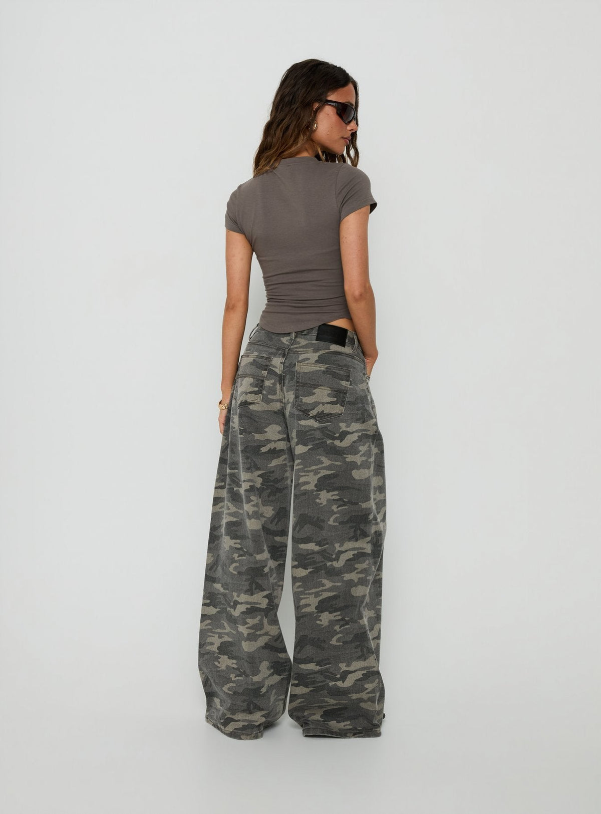 Naylor Mid Rise Wide Leg Jeans Camo